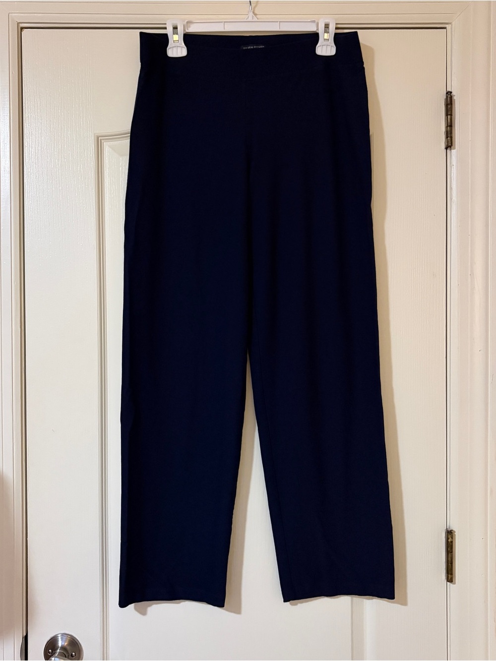 Eileen Fisher Navy Straight-Leg Pull-On Pants